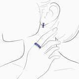 18K White Gold Sapphire,Diamond Earrings