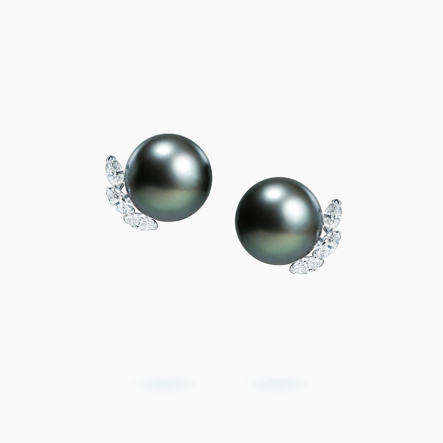 18K White Gold South Sea Pearl Diamond Earrings
