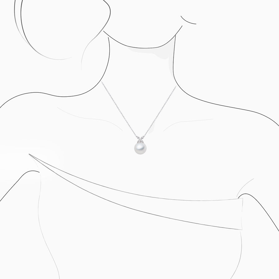 18K White Gold South Sea Pearl Diamond Pendant