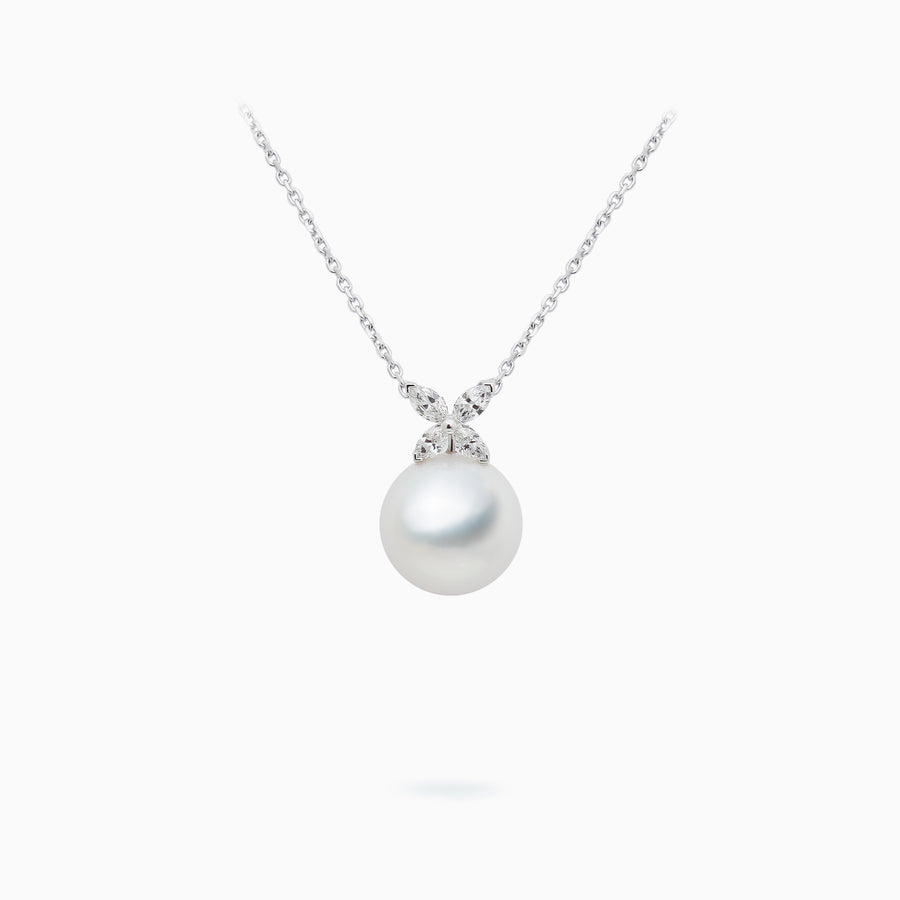 18K White Gold South Sea Pearl Diamond Pendant