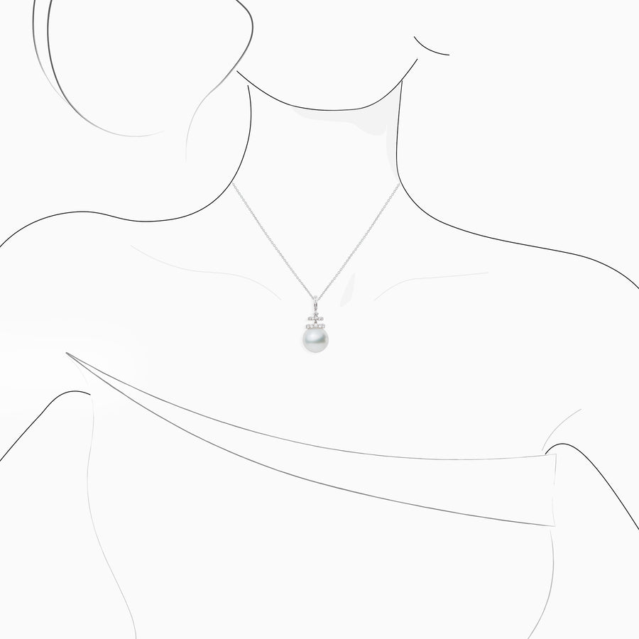 18K White Gold South Sea Pearl & Diamond Pendant