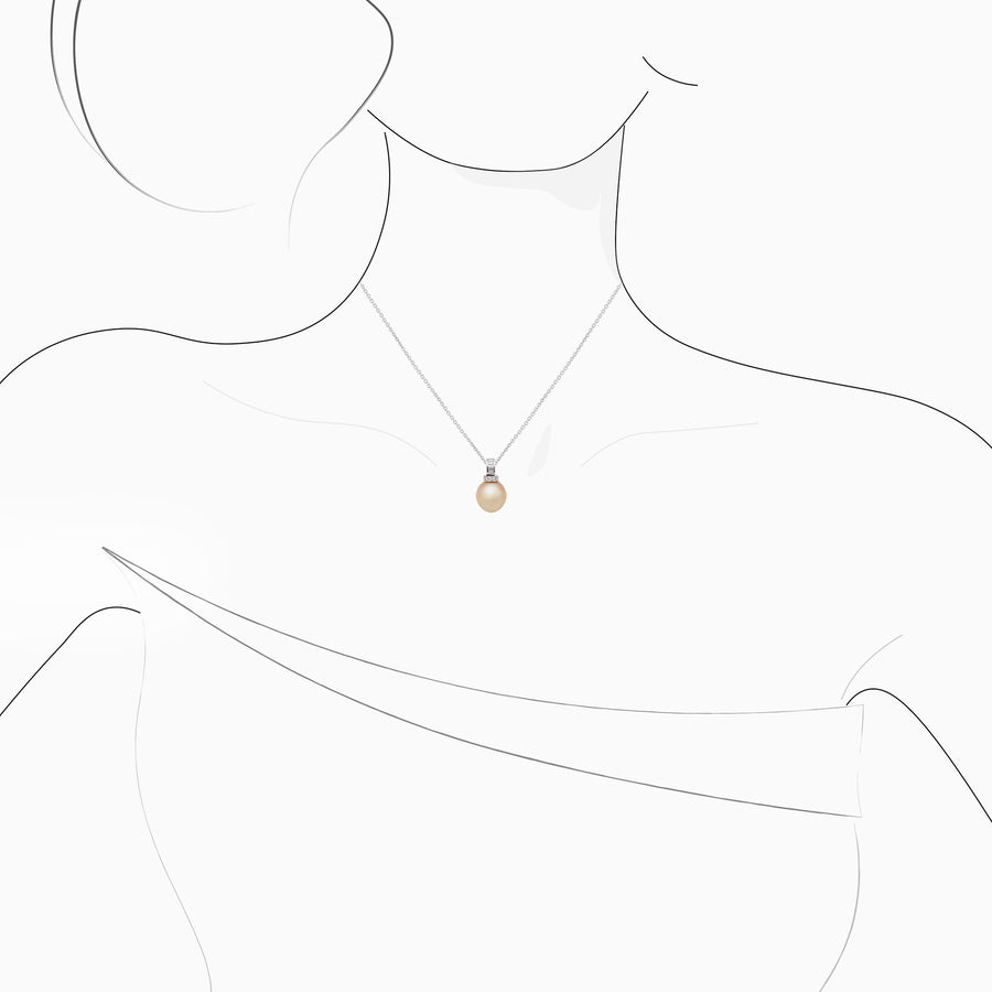 18K White Gold South Sea Pearl & Diamond Pendant