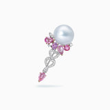 18K White & Rose Gold White South Sea Pearl Brooch
