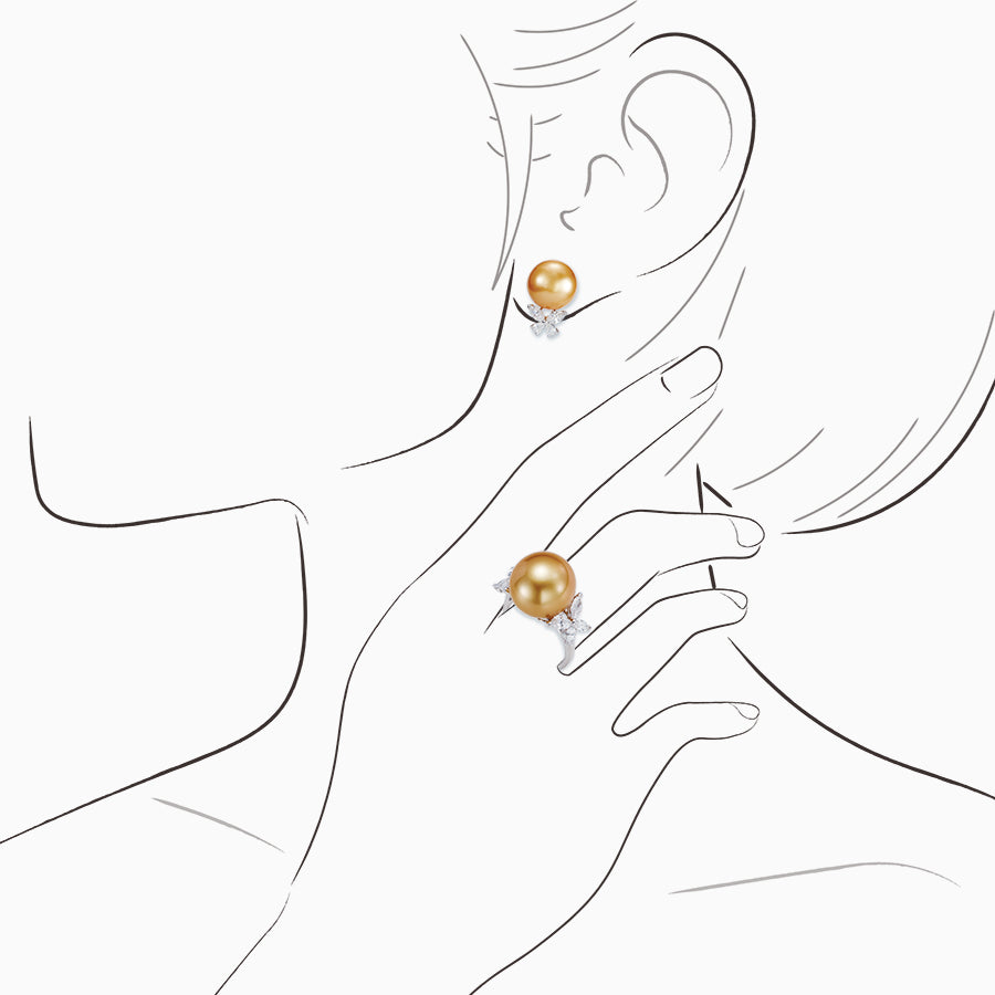 18K White Golden Gold South Sea Pearl Earrings