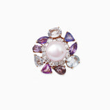 18K White & Rose Gold Fresh Water Pearl,Sapphire,Diamond Ring