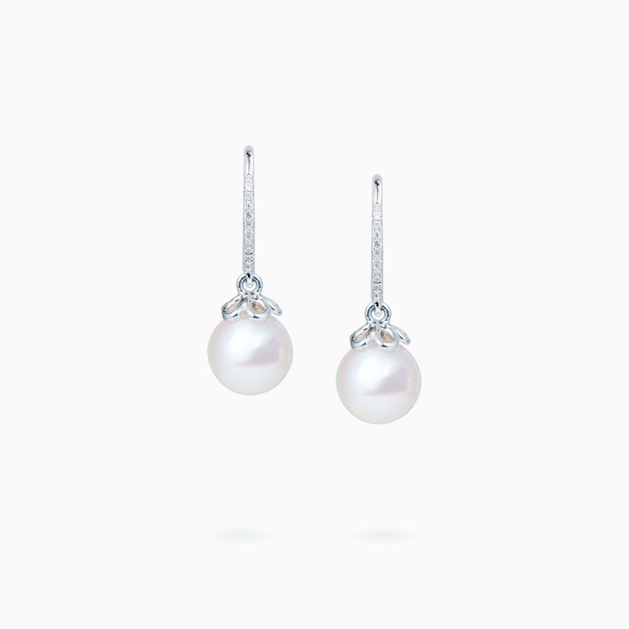 18K White Gold Akoya Pearl & Diamond Earrings
