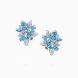 18K 白金海蓝宝石和钻石耳环