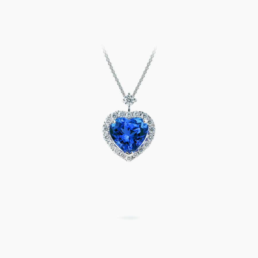 18K White Gold Tanzanite & Diamond Pendant