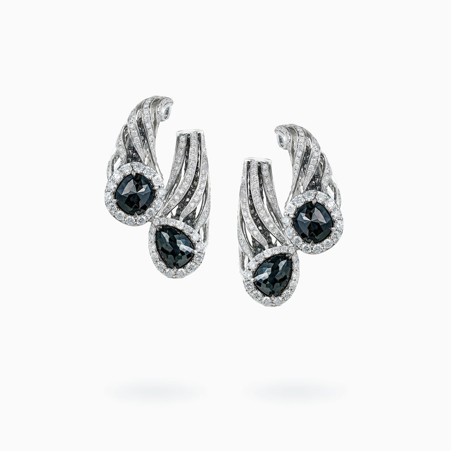 18K  White & Black Gold Diamond Earrings