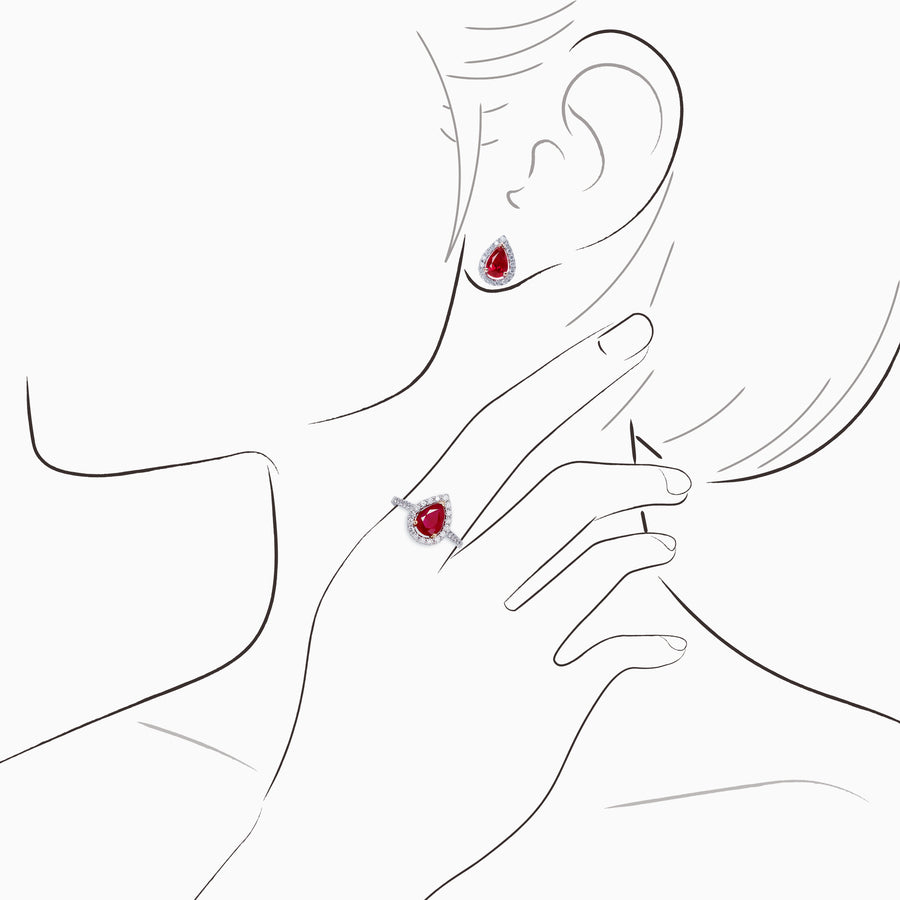 18K White & Rose Gold Ruby, Diamond Earrings
