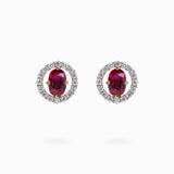 18K White & Rose Gold Ruby & Diamond Earrings