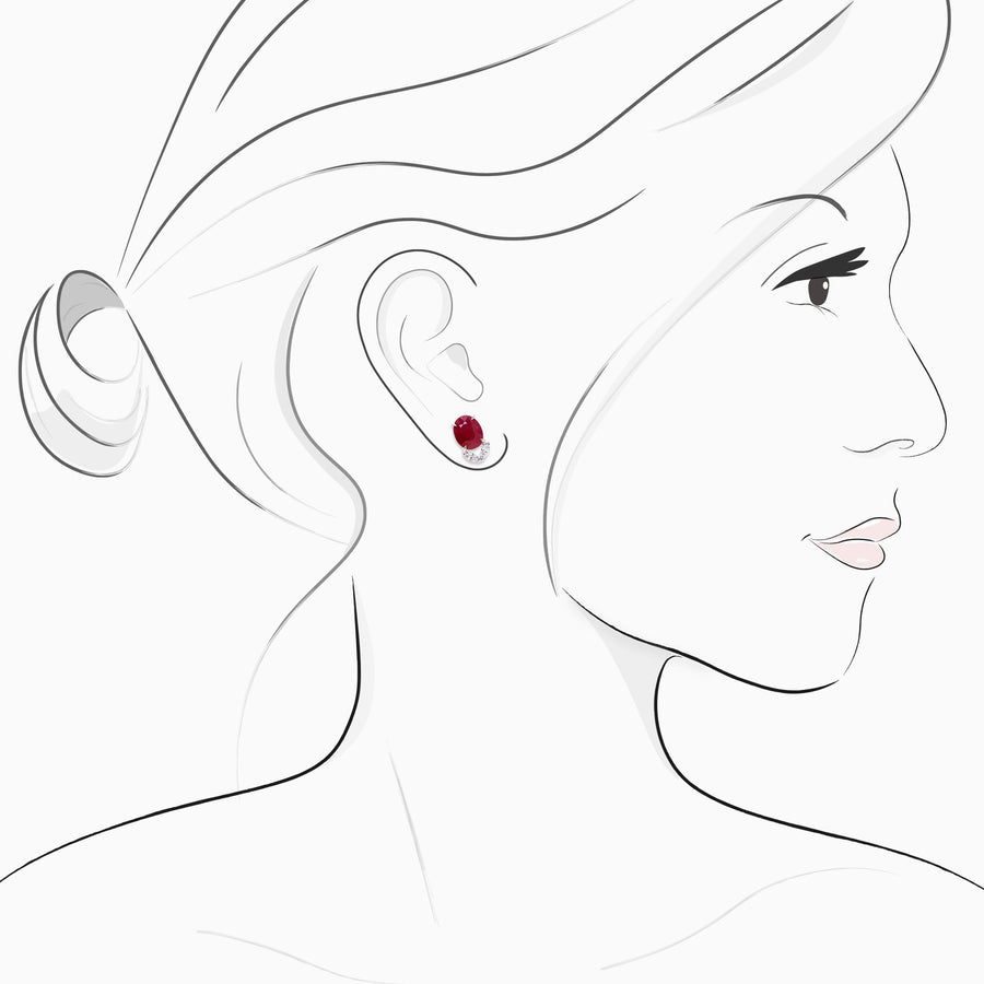 18K White Gold Ruby & Diamond Earrings