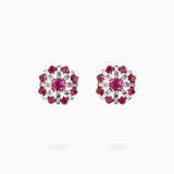 18K White Gold Ruby & Diamond Earrings