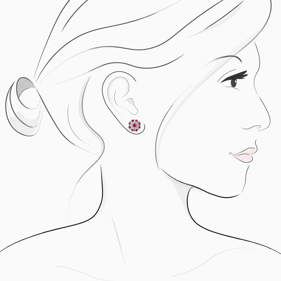 18K White Gold Ruby & Diamond Earrings