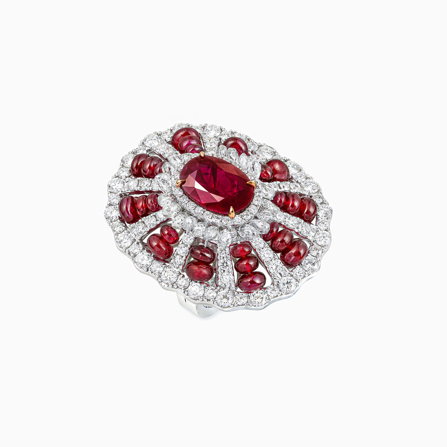 18K White & Rose Gold  Ruby & Diamond Ring