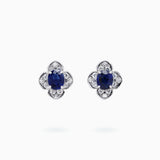 18K White Gold Sapphire Diamond Earrings