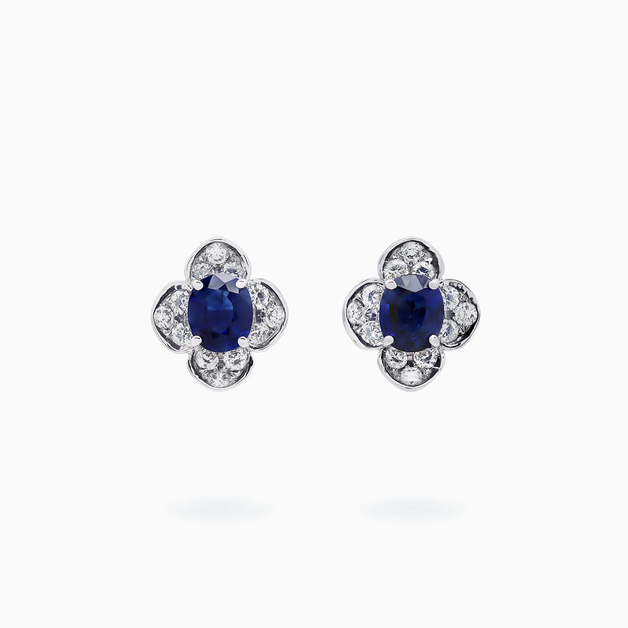18K White Gold Sapphire Diamond Earrings