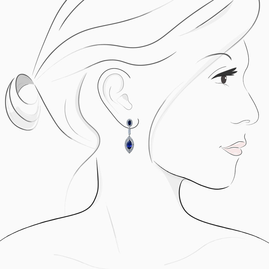 18K White Gold Sapphire & Diamond Earrings
