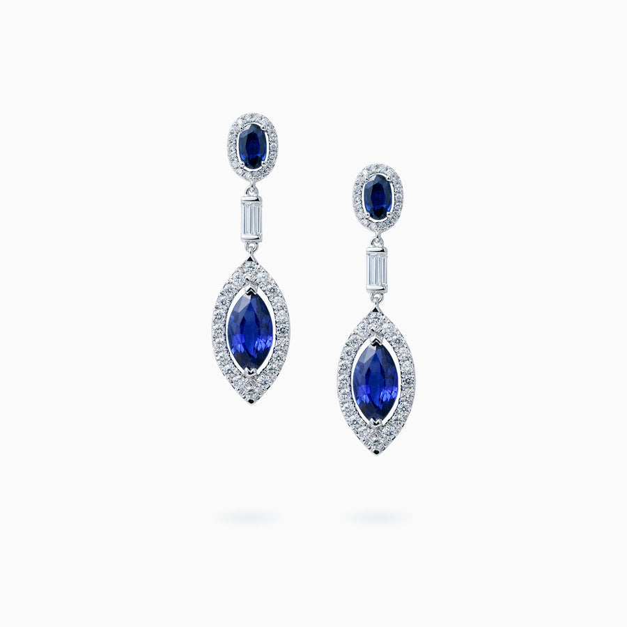 18K White Gold Sapphire & Diamond Earrings