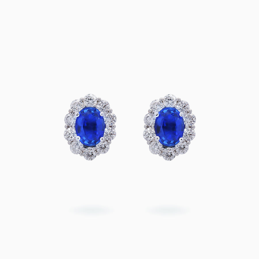 18K White Gold Sapphire Diamond Earrings