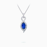 18K White Gold Sapphire Diamond Pendant