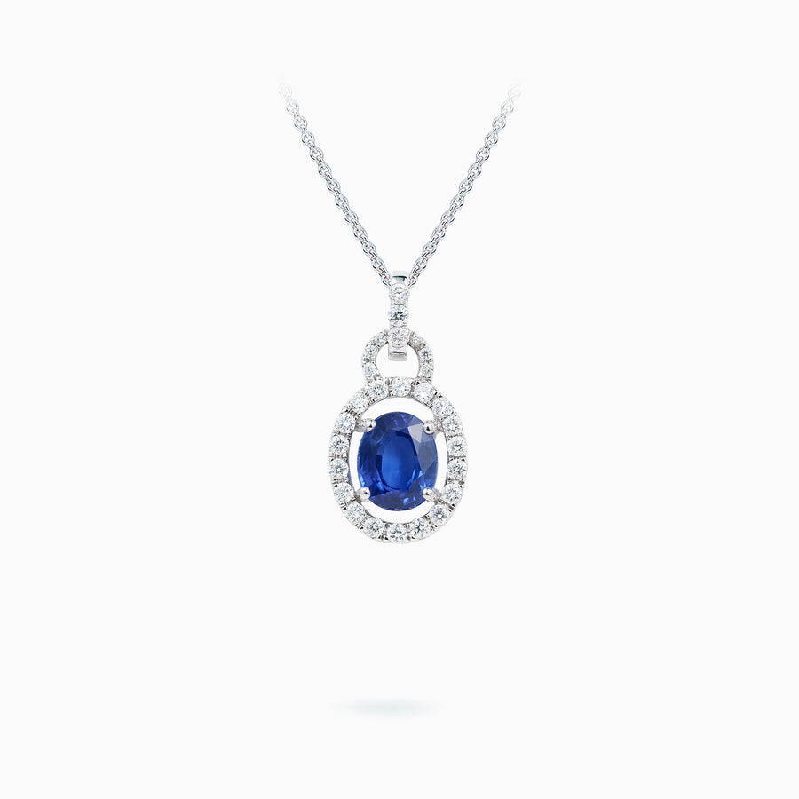18K  White Gold Sapphire Diamond Pendant