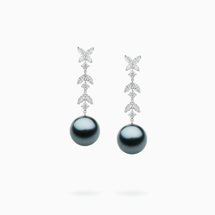 18K White Gold South Sea Pearl Diamond Earrings