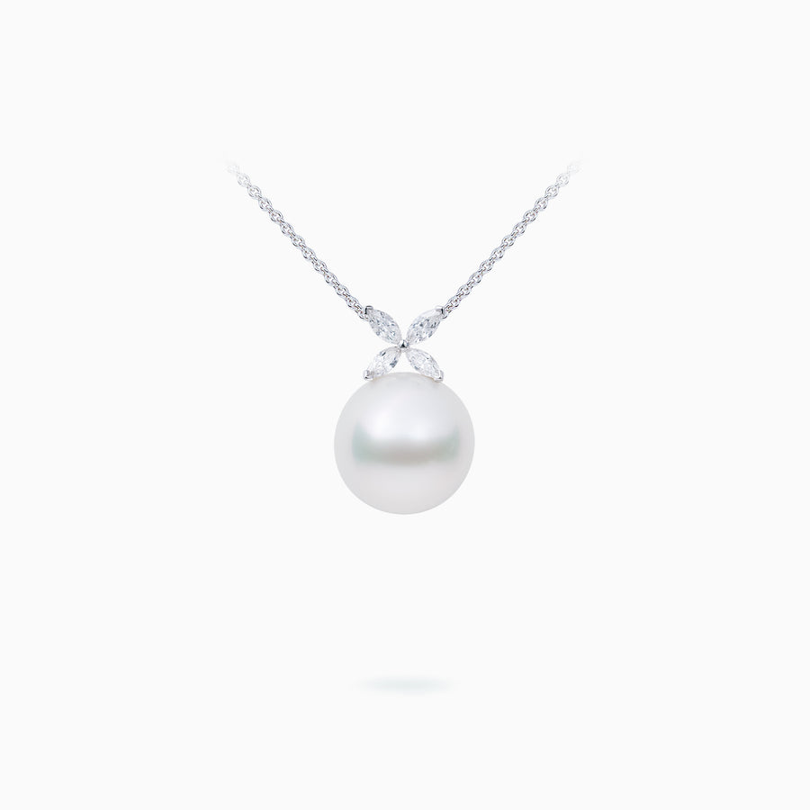 18K White Gold South Sea Pearl Diamond Pendant